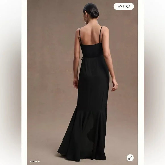 BHLDN Hailee Ruffle-Neck Wrap Georgette Gown - Picture 2 of 4